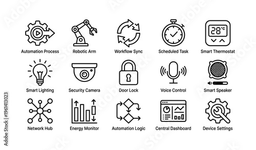 Smart home and automation technology icons collection