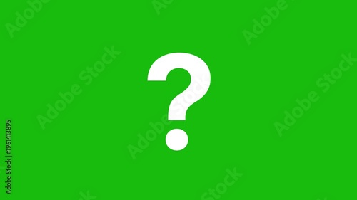 Question Mark Icon Animation on Green Screen Confusion and Inquiry Motion Graphic for FAQ and Help Concept