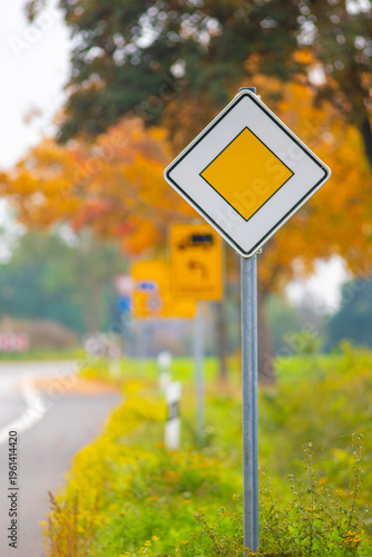 yellow road sign