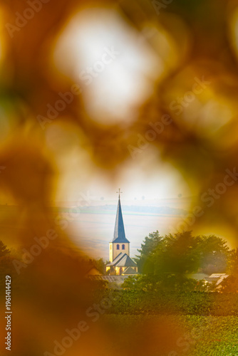 church in autumn