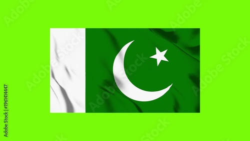 The flag of Pakistan animation on green background.
