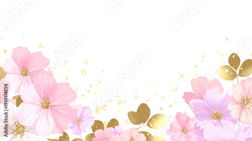 Elegant wedding invitation card background . Minimal hand painted watercolor Cosmosflowers texture template background. Design for wedding, vip cover, poster, rsvp moderncard. Valentine's Day