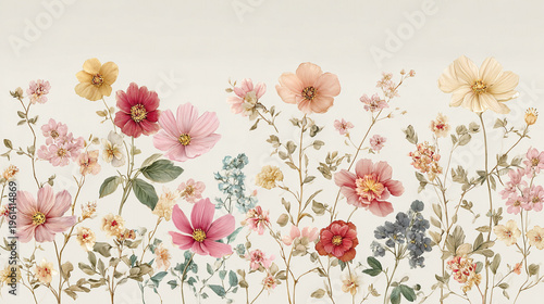 Elegant wedding invitation card background . Minimal hand painted watercolor Cosmosflowers texture template background. Design for wedding, vip cover, poster, rsvp moderncard. Valentine's Day