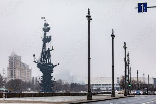 Monument to Peter the Great in Moscow in winter