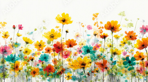 Elegant wedding invitation card background . Minimal hand painted watercolor Cosmosflowers texture template background. Design for wedding, vip cover, poster, rsvp moderncard. Valentine's Day