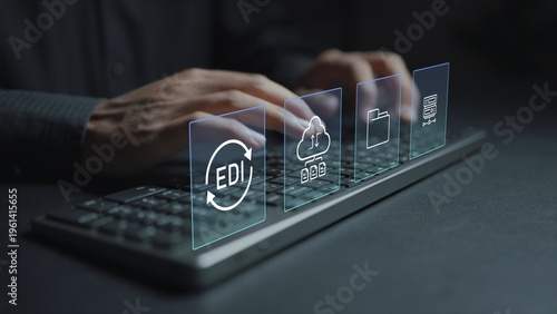Fotografie Electronic data interchange EDI system concept