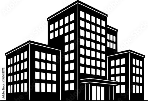 Office building icon representing business, corporate company and commercial real estate. Symbol of headquarters, enterprise, organization and urban architecture.