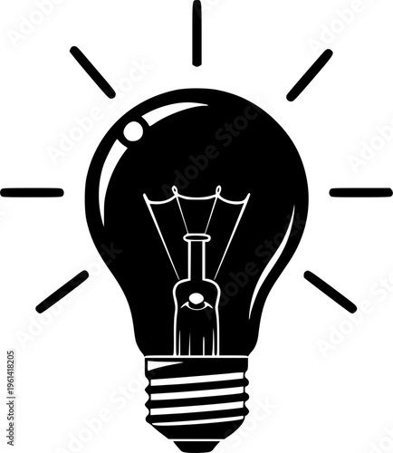 Light bulb icon. Idea symbol. Electric lamp vector illustration. Electric power sign. Shining light bulb pictogram.
