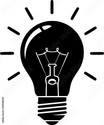 Light bulb icon. Idea symbol. Electric lamp vector illustration. Electric power sign. Shining light bulb pictogram.

