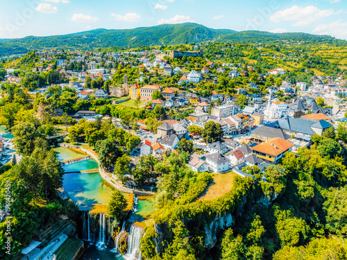 Tableau sur toile Pliva waterfall in Jajce, Bosnia and Herzegovina
