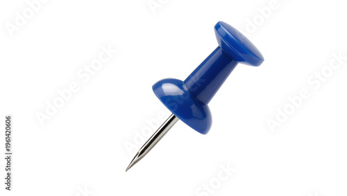 Photos Cobalt blue plastic push pin with silver steel point, perfectly detailed and iso