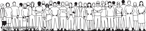 people vector lineart portrait of multicultural community lineup