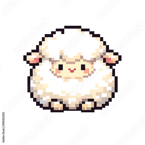 Cute pixel art sheep with rosy cheeks and a sweet expression