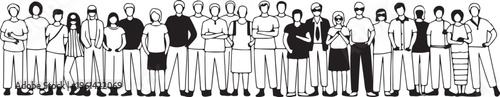 people minimal outline illustration of a diverse human lineup