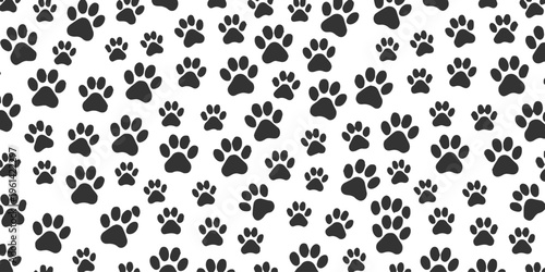 pawprints seamless pattern black paw prints on white background