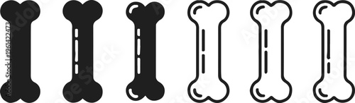 bone vector icons design stages solid to outline set