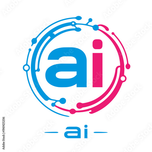 Colorful AI Logo with Circuit Ring – Artificial Intelligence Vector Icon