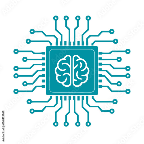 AI Neural Processor Chip with Brain Icon – Technology and Intelligence Concept