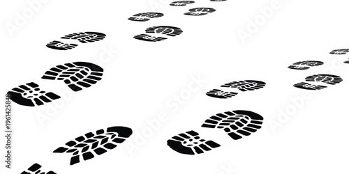 footprint shoe sole tracking path on transparent background, shoe footprint path vector illustration