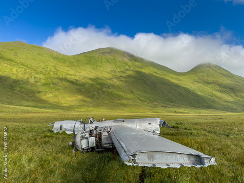 Wrecked B-24 Liberator bomber in Bechevin Bay on Atka Island after running out of fuel during WWII