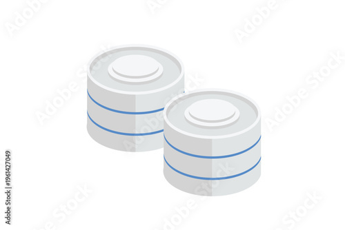 Isometric Large White Storage Tanks