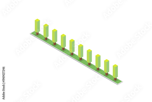 Isometric Green Hedge Row Map Element