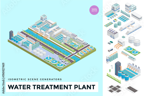 Isometric Water Treatment Facility Diorama
