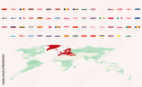 European Flags in Grunge Abstract Brush Stroke Style. Grunge Flag Set