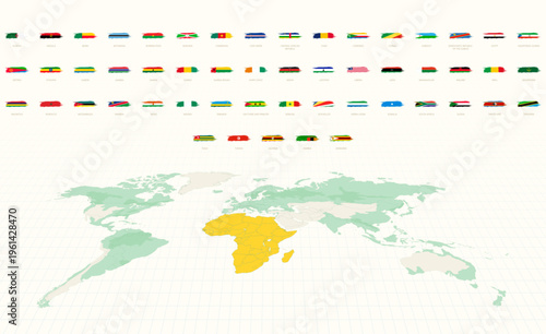 African Flags in Grunge Abstract Brush Stroke Style. Grunge Flag Set