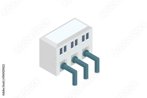 Isometric Pumping Station Industrial Building