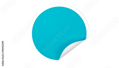 A vibrant turquoise circle sticker with a white border and a curled edge on a black background Free Download A vibrant turquoise circle sticker with a white border and a curled edge on a black background - GFXLoad