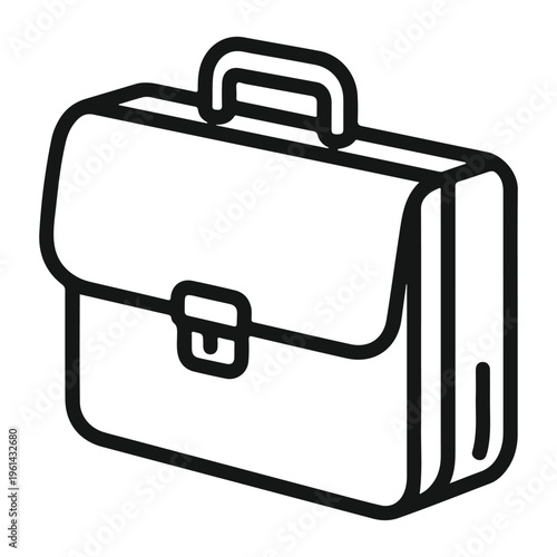 Minimalist Business Briefcase Icon, Vector Line Art for Professional Office Bag, Corporate Portfolio, and Employment Career Symbol for UI Design on White Background
