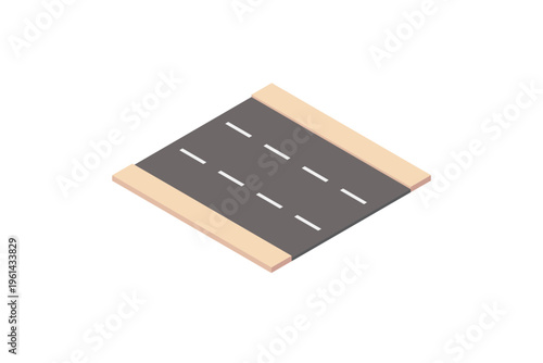 : Isometric Straight Asphalt Road Segment