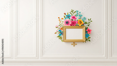 Wallpaper Mural watercolor botanical rose flowers texture template background.Elegant wedding invitation card background . Minimal hand painted Design for wedding or Valentine's Day Torontodigital.ca