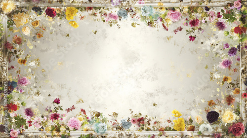 Wallpaper Mural watercolor botanical rose flowers texture template background.Elegant wedding invitation card background . Minimal hand painted Design for wedding or Valentine's Day Torontodigital.ca