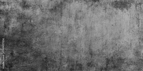 A dark aged stone surface with a vintage gray grunge wall texture creates an old rough concrete backdrop featuring a dirty black paint pattern and antique paper design