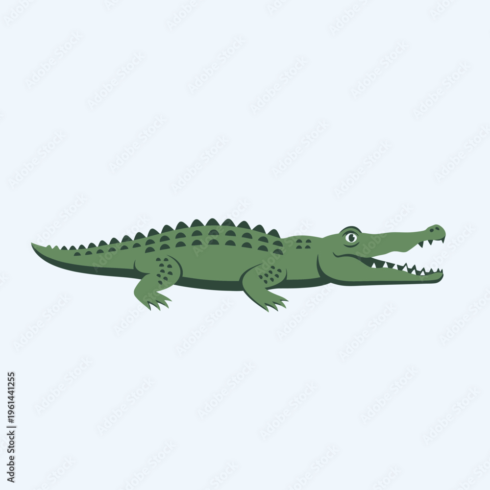 Fototapeta premium Cartoon Alligator Illustration with Open Mouth and Sharp Teeth.