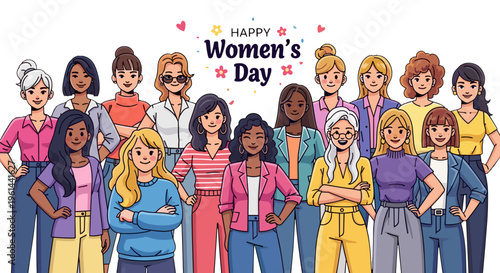 Diverse group of women celebrating international women's day with joy and unity