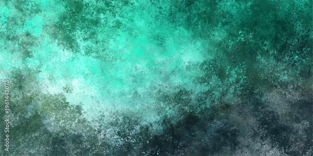 Obraz premium An abstract blue water surface ripples under a dark cloudscape where light rays pierce through smoke and cosmic textures to create a bright galaxy pattern