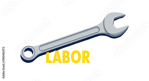 Silver metal wrench tool for mechanical work and construction industry repairs