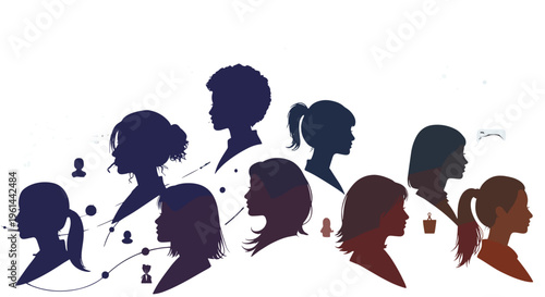 Diverse group of women's silhouettes representing community connection and diverse