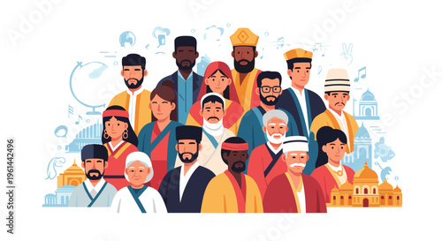 Diverse group of people from different cultures and ethnicities united together