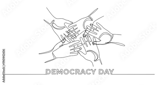 Interlocking hands symbolizing unity and collaboration for democracy day