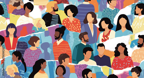 Diverse group of people illustration representing unity community and inclusion