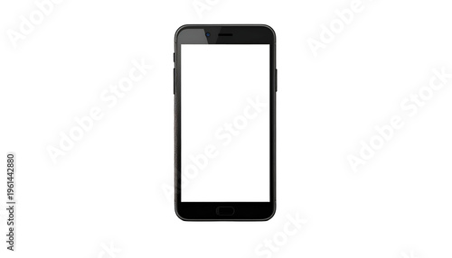 Sleek smartphone with a black screen against a solid black backdrop