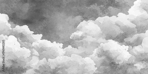 Fluffy white cumulus clouds fly across a bright blue summer sky in this peaceful nature cloudscape of light and air