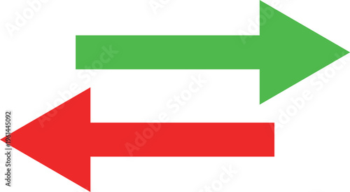 Two colored arrows pointing in opposite directions