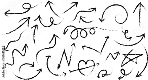  hand-drawn arrows set and directional symbols