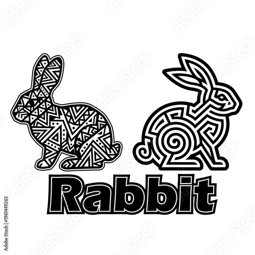 Rabbit Silhouette Tribal Vector Illustration
