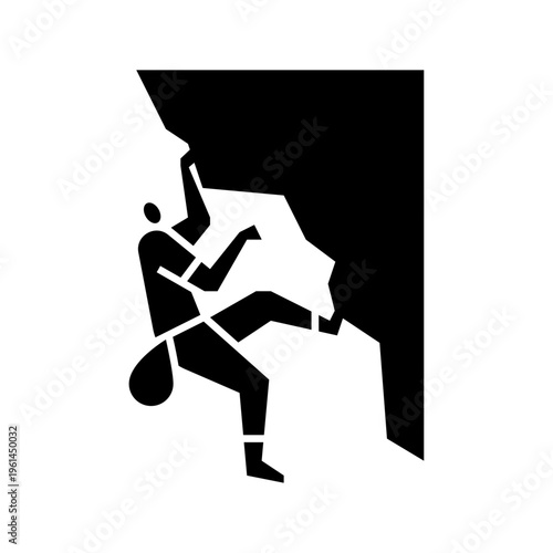 rock climbing glyph icon. climbing illustration.